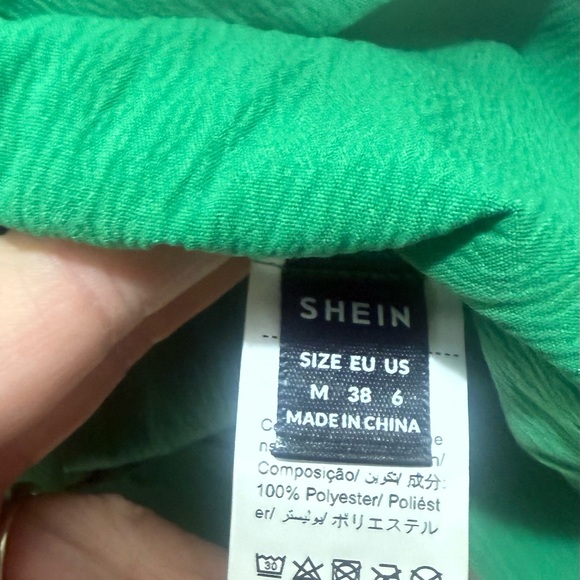 SHEIN Emerald Ruffle Sleeve V-Neck Blouse (M) - Picture 3 of 4